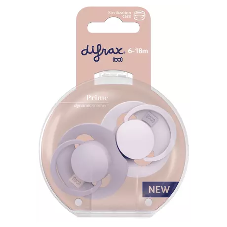 Difrax LOVI Prime Fopspeen 6-18M Lilac/Violet 2 stuks