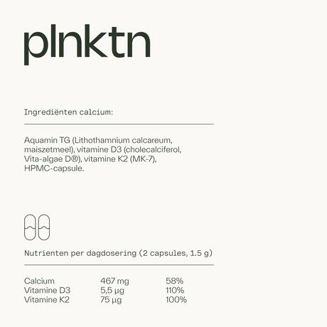 PLNKT Algen Calcium + Vitamine D3 + Vitamine K2 60 stuks
