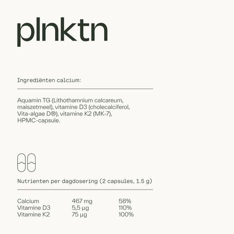 PLNKT Algen Calcium + Vitamine D3 + Vitamine K2 60 stuks