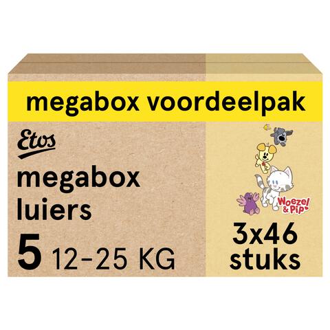 Etos Woezel & Pip Luiers Junior Megabox Voordeelpak Maat 5 12-25 kg 138 stuks