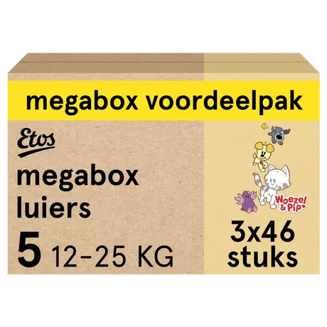 Etos Woezel & Pip Luiers Junior Maat 5 12-25 kg Megabox 138 stuks