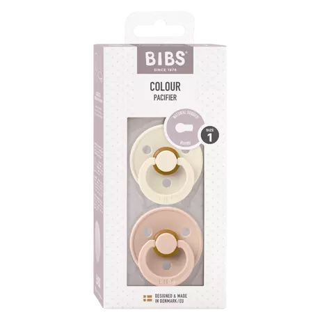 BIBS Colour Fopspeen Rond Latex Maat 1 Ivory/Blush 2 stuks