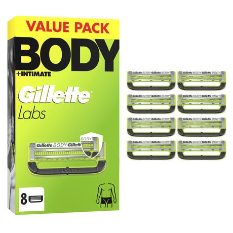 GilletteLabs Body + Intimate Navulmesjes 8 stuks