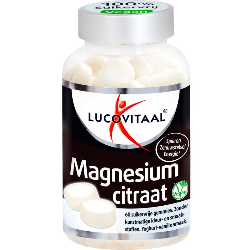 Lucovitaal Magnesium Citraat Suikervrije Gummies yoghurt-vanille 60 stuks