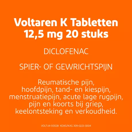Voltaren K 12,5 MG Pijnstiller Omhulde Tabletten Diclofenac-Kalium 20 stuks