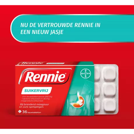 Rennie Suikervrij Kauwtabletten Bij Brandend Maagzuur 36 stuks