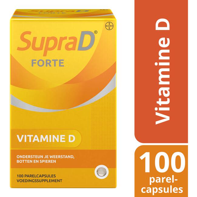Supra D Forte, vitamine d voor sterke botten en spieren 100 parelcapsules