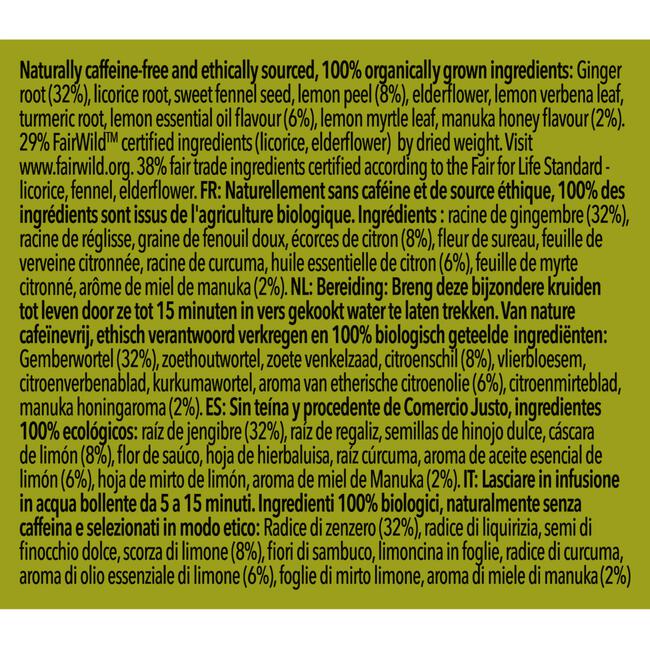 Pukka Bio Lemon Ginger & Manuka Honey Thee 20 zakjes
