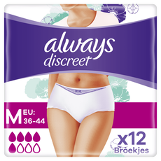 Always Discreet Urineverlies Broekjes Normal M 0% Parfum 12 Stuks