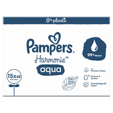 Pampers Harmonie Aqua Billendoekjes 15 Verpakkingen = 720 Stuks