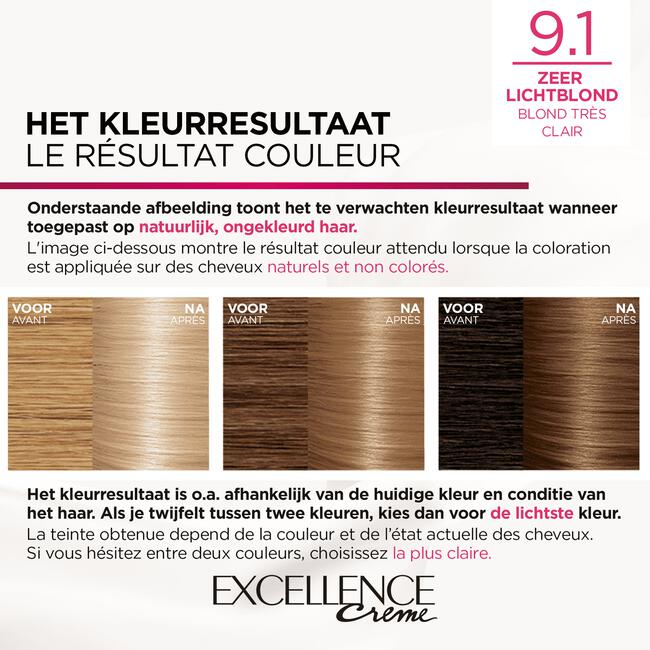 L'Oréal Paris Excellence Creme Permanente Haarverf 9.1 Zeer Licht Asblond