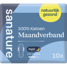 Sanature 100% Katoenen Maandverband Ultra Nacht 10 stuks