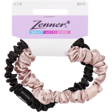 Zenner Scrunchie Mini Satijn Zwart/Roze 2 stuks