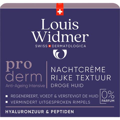 Louis Widmer Proderm Nachtcrème Rijke Textuur Zonder Parfum 50ML