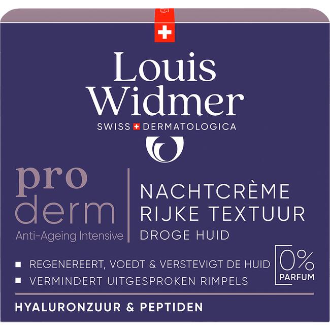 Louis Widmer Proderm Nachtcrème Rijke Textuur Zonder Parfum 50 ML