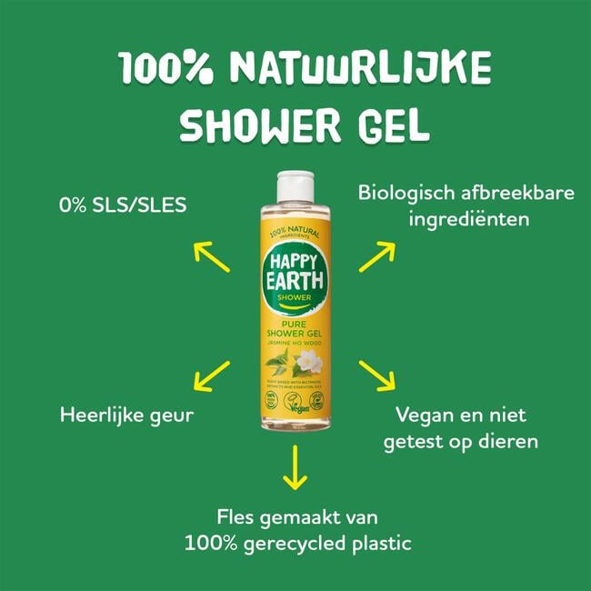 Happy Earth Jasmine Ho Wood 100% Natuurlijke Douchegel 300 ML