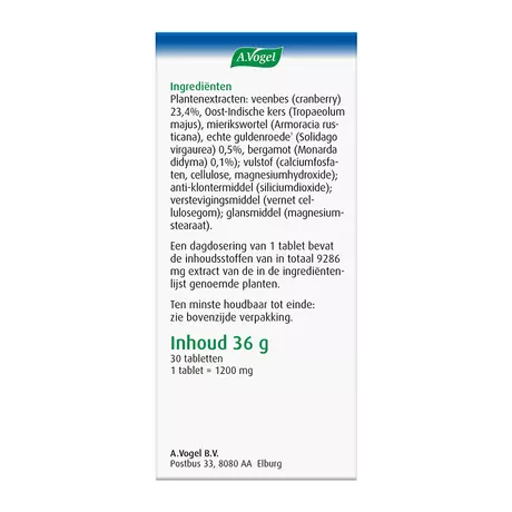 A.Vogel Cranberry Monarda Goed Blaasfunctie Tabletten 30 stuks