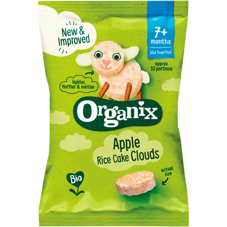 Organix Bio Luchtige Rijstwafeltjes Appel 6+ Maanden 40 gram
