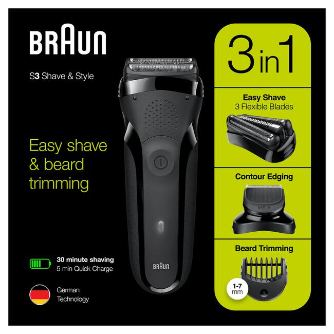 Braun Elektrisch Scheerapparaat Series 3 Shave & Style 300BT