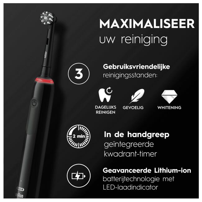 Oral-B Pro 3 3900N Zwart & Roze 2 Elektrische Tandenborstels