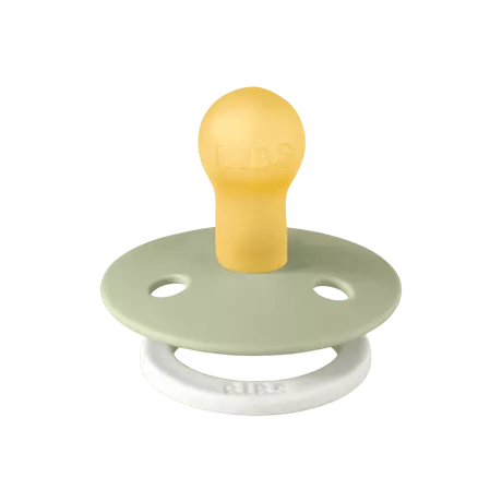 BIBS Glow In The Dark Fopspeen Rond Latex Maat 1 Sage/Vanilla 2 stuks