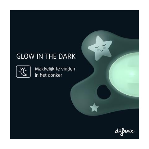 Difrax Fopspeen Natural 0-6 M Glow In The Dark 