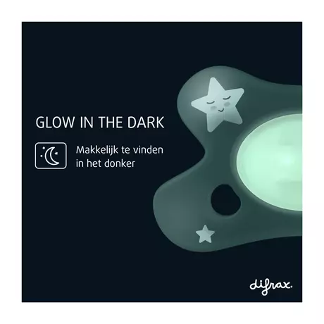 Difrax Fopspeen Natural 0-6M Glow In The Dark