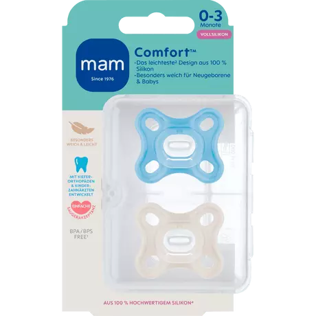 MAM Comfort Fopspeen 0-3 Maanden Blauw 2 stuks