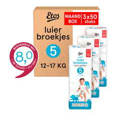 Etos Luierbroekjes Junior Maat 5 12-17 kg Maandbox 150 stuks