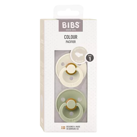 BIBS Colour Fopspeen Anatomisch Latex Maat 1 Ivory/Sage 2 stuks