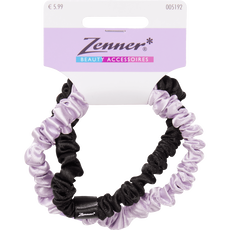 Zenner Scrunchie Mini Satijn Zwart/Lavendel 2 stuks