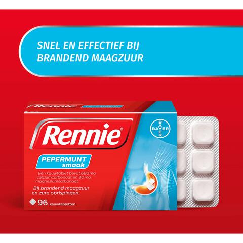 Rennie Pepermunt Kauwtabletten Bij Brandend Maagzuur 96 stuks