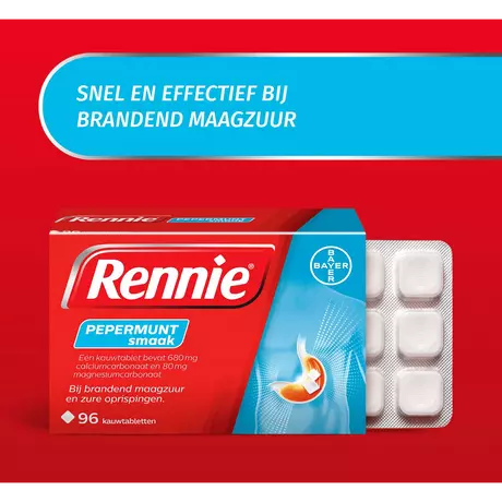 Rennie Pepermunt Kauwtabletten Bij Brandend Maagzuur 96 stuks