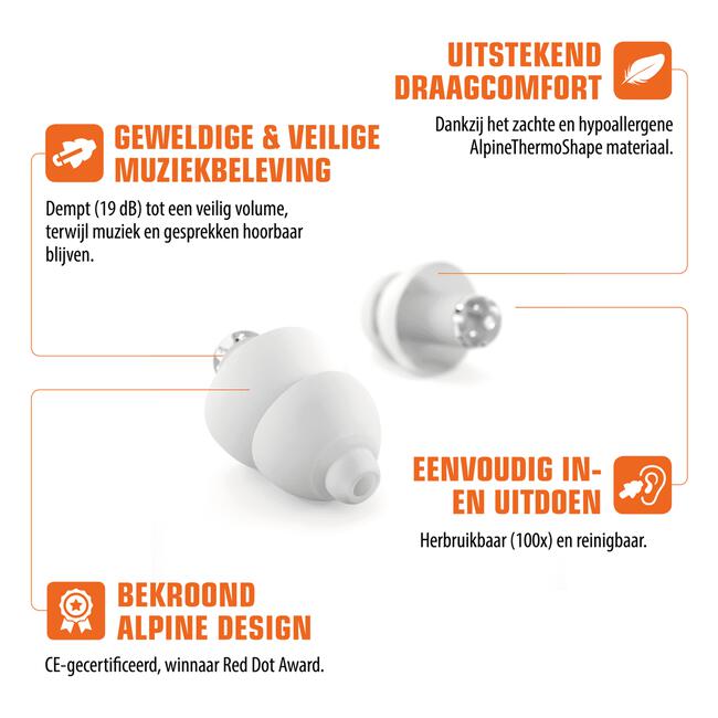 Alpine PartyPlug Transparant Herbruikbare Muziek Oordoppen 1 paar