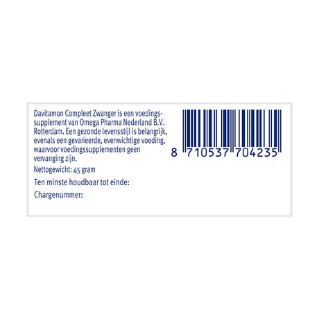 Davitamon Compleet Zwanger met Extra Foliumzuur en Vitamine D3 60 Tabletten