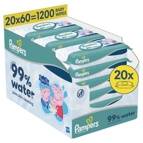 Pampers 99% Water Peppa Pig Billendoekjes 20x60 Stuks