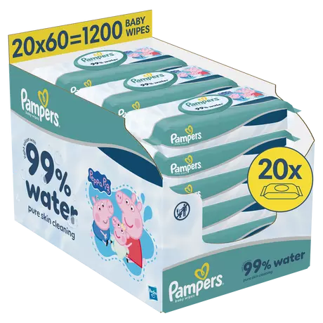 Pampers 99% Water Peppa Pig Billendoekjes 20x60 Stuks