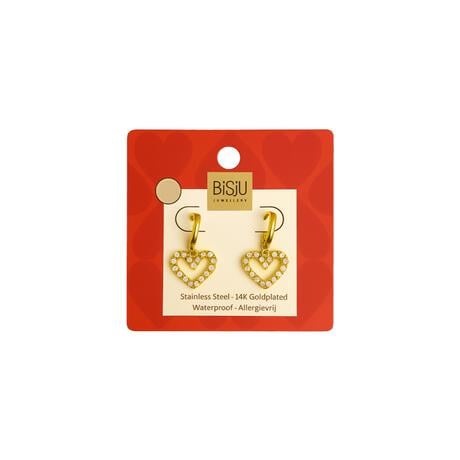 BiSjU Jewellery Valentijn Oorbellen harten open met imitatie parels