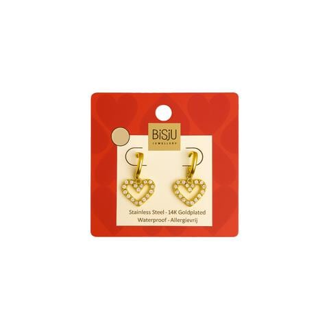BiSjU Jewellery Valentijn Oorbellen harten open met imitatie parels