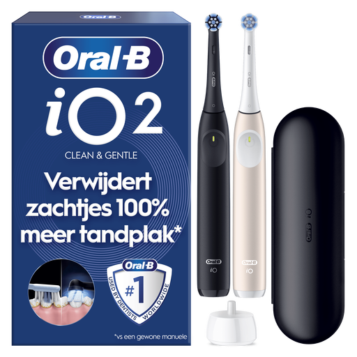 Oral-B iO 2 Zwart & Roze Duo Elektrische Tandenborstels