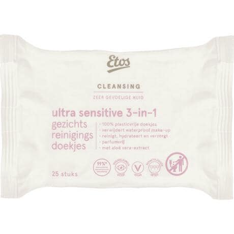 Etos Ultra Sensitive 3-in 1 Face Cleansing Wipes 25 stuks