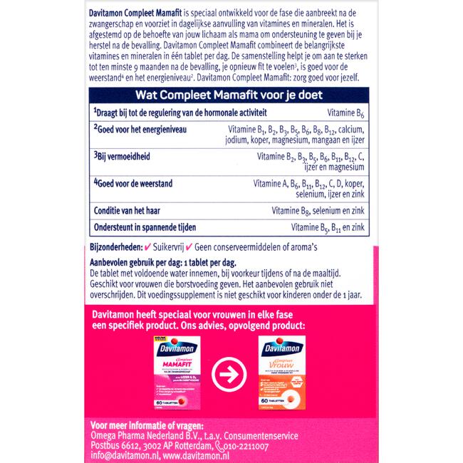 Davitamon Compleet Mamafit na Zwangerschap 60 Tabletten