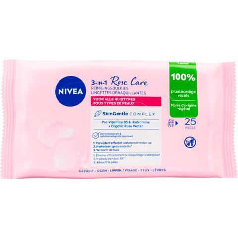 NIVEA Rose Care Reinigingsdoekjes 25 Stuks