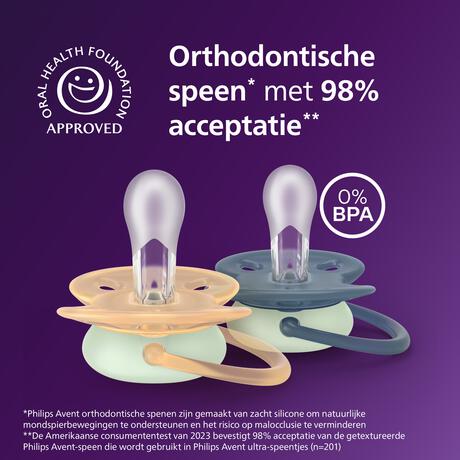 Philips Avent Fopspeen Ultra Soft Nighttime 6-18M SCF094/03 2 stuks