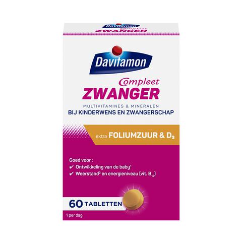 Davitamon Compleet Zwanger met Extra Foliumzuur en Vitamine D3 60 Tabletten