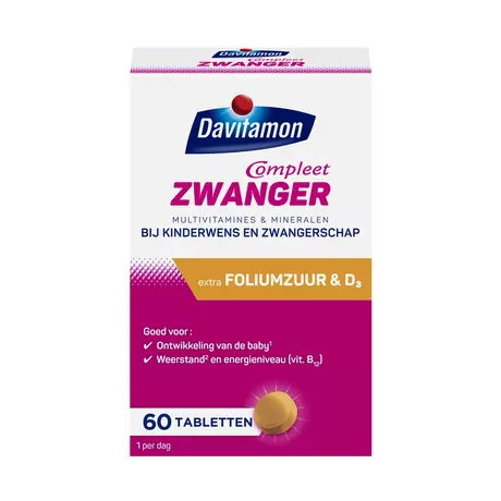 Compleet Zwanger met Extra Foliumzuur Vitamine D3 Tabletten 60 stuks