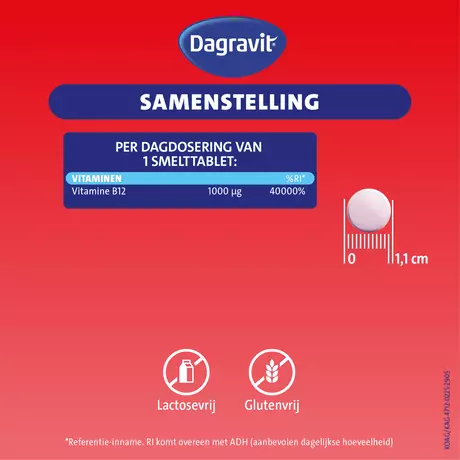 Dagravit Vitamine B12 1000μg Smelttabletten 100 stuks