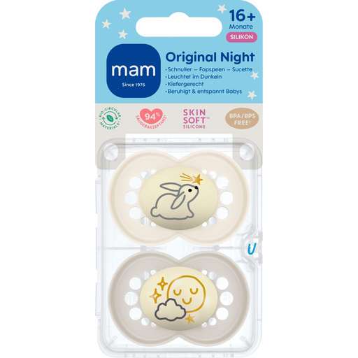MAM Original Fopspeen Night 16+ Maanden Beige 2 stuks