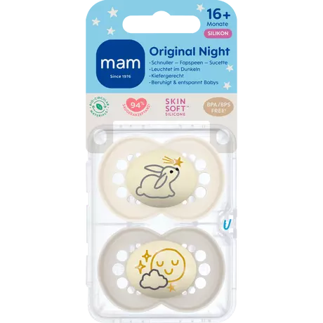 MAM Original Fopspeen Night 16+ Maanden Beige 2 stuks