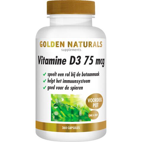 Golden Naturals Vitamine D3 75 mcg Softgel Capsules 360 stuks